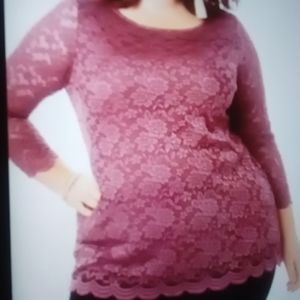 Romans Mauve Boatneck Lace Blouse 1x A-1